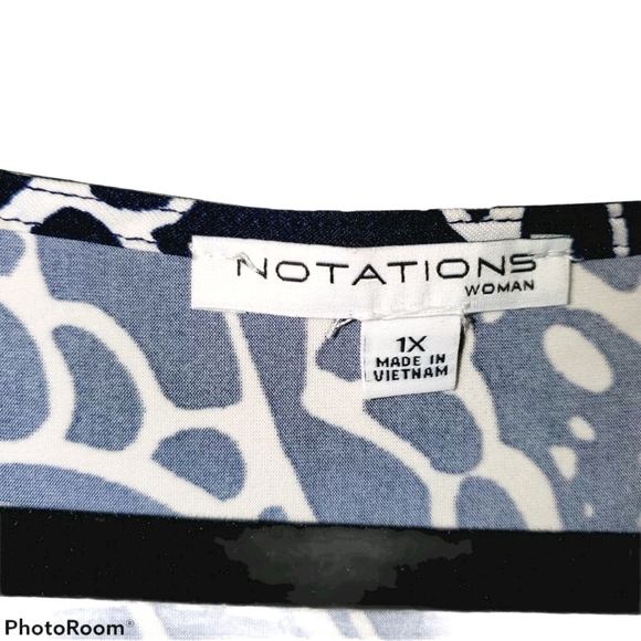 Notations NWT Plus Size Wide Neck Midi Length 3/4 Sleeve Dress Blue Green 376 - Picture 5 of 10